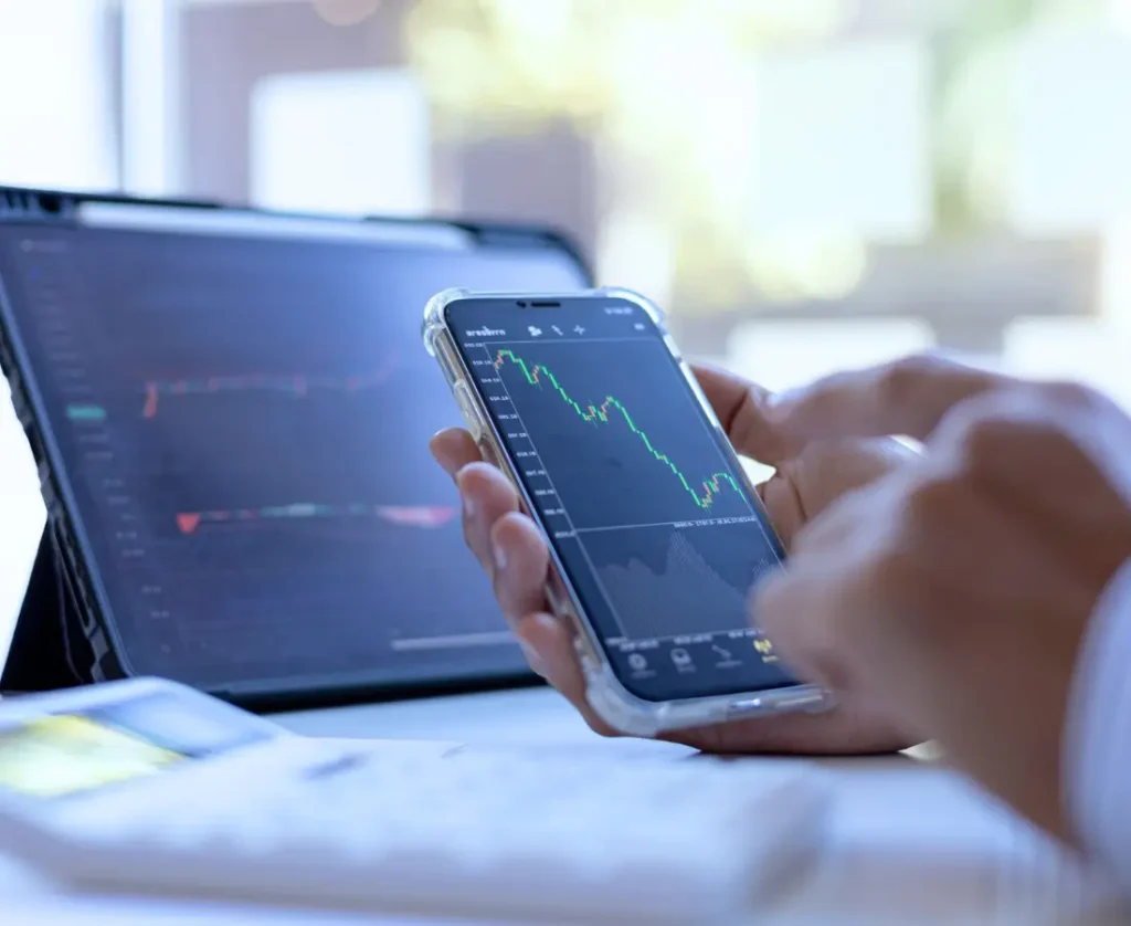 A man entering marketing data on his phone, category 2 the process